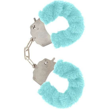 Polsini in Peluche Blu con Catena Cromata e Chiavi - Accessorio di Stile